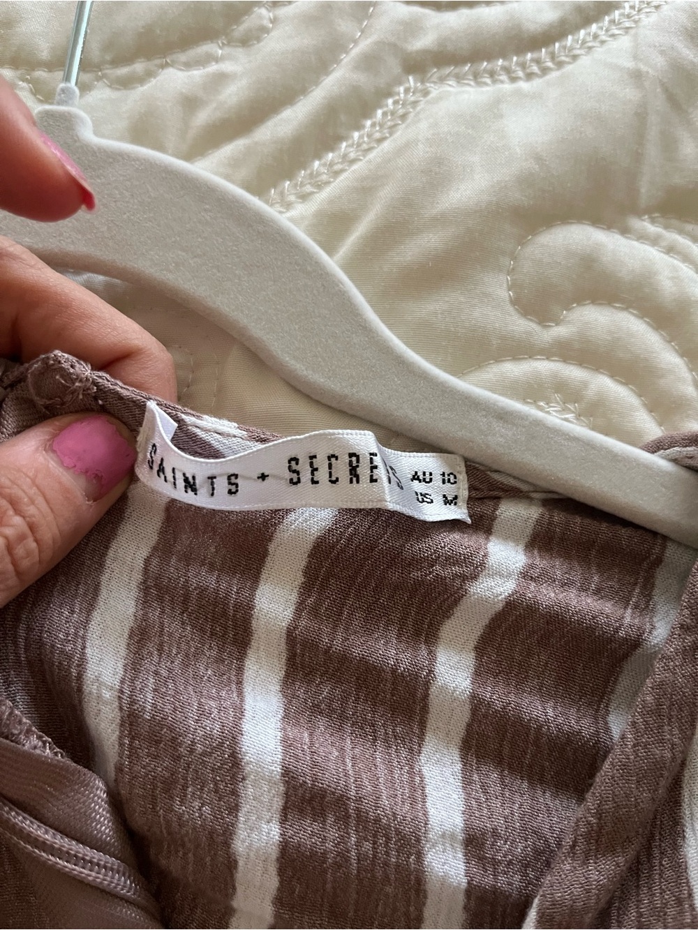 Taupe Striped Tie-Front Mini Dress - Picture 4 of 10
